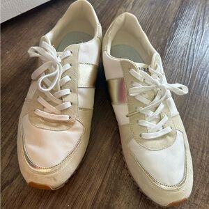 Stylish J Crew Women's White and Gold Sneakers